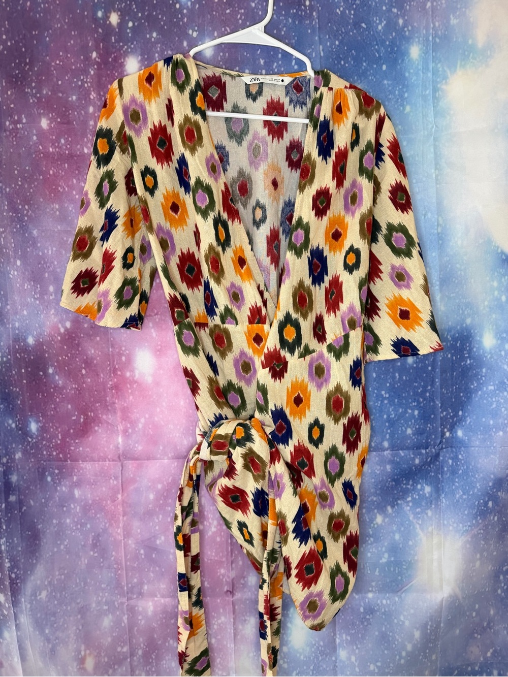 Zara Carla Wrap Mini Ikat Dress